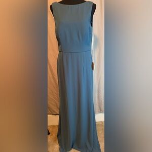 WToo Lupita Chiffon Blue Sleeveless Maxi Dress